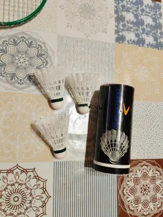 Raqueta de bádminton +juego de 3 pelotas voladoras