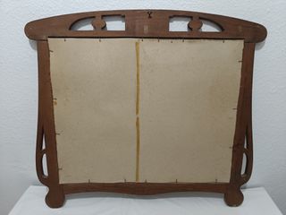 Marco Antiguo Madera Noble Incrustaciones Metal