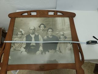 Marco Antiguo Madera Noble Incrustaciones Metal