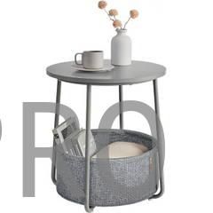 Tavolo ausiliario rotondo Vasagle in truciolato e acciaio grigio palomba