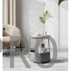 Tavolo ausiliario rotondo Vasagle in truciolato e acciaio grigio palomba