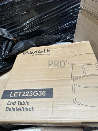 Tavolo ausiliario rotondo Vasagle in truciolato e acciaio grigio palomba