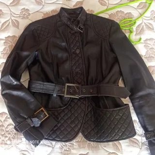 Cazadora Biker Cuero Marrón Zara