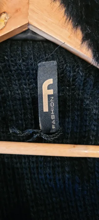 Chaleco pelo y lana negro talla única