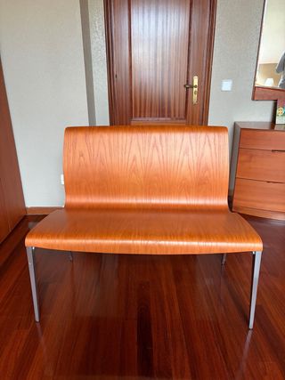 Banco madera patas acero inoxidable con aire