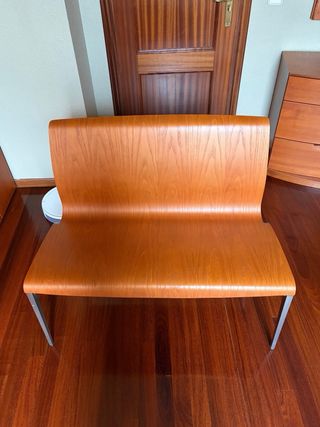 Banco madera patas acero inoxidable con aire