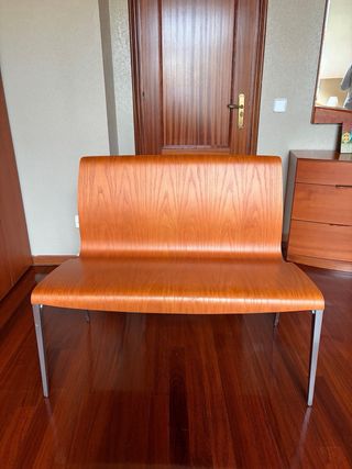 Banco madera patas acero inoxidable con aire