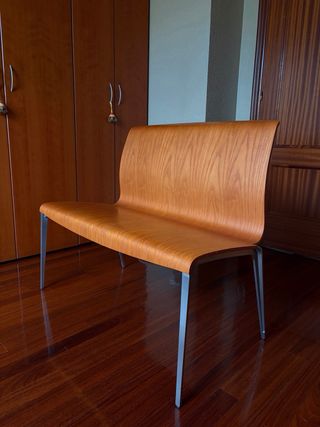 Banco madera patas acero inoxidable con aire