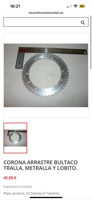 ¡NUEVA! Corona de arrastre Bultaco