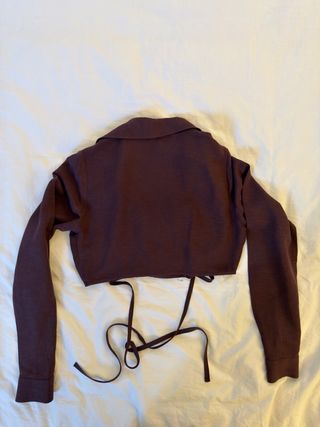 Blusa crop Zara cruzada púrpura/marrón