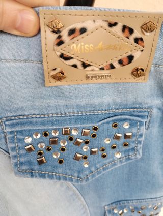 Jeans Cargo Miss Azzurra Borchie Tg M