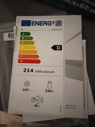 Nevera LG 341L Inox No Frost