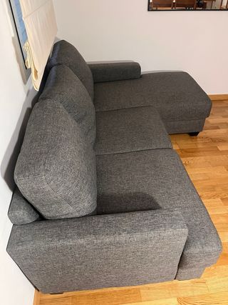 Sofá chaise longue Maisons du Monde gris