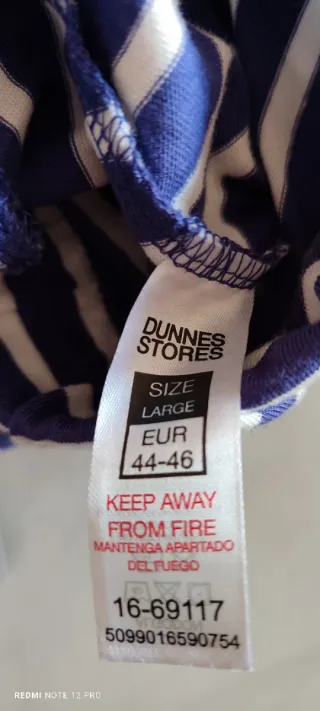 Pijama mujer Dunnes Stores rayas azul/blanco Talla