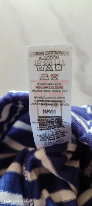 Pijama mujer Dunnes Stores rayas azul/blanco Talla