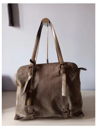 Borsa Coccinelle Pelle Velluto Tortora