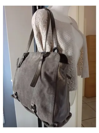 Borsa Coccinelle Pelle Velluto Tortora