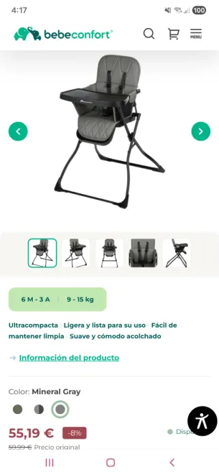 Trona Bebeconfort Mineral Gray