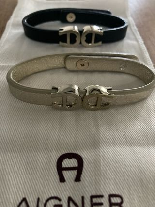 Lote Aigner pulseras y llavero cuero