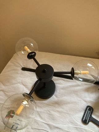 Lámpara Techo Triple Negra y Transparente