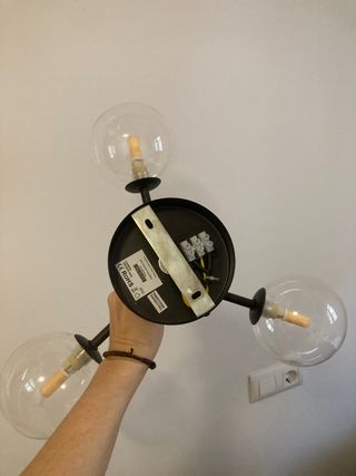 Lámpara Techo Triple Negra y Transparente