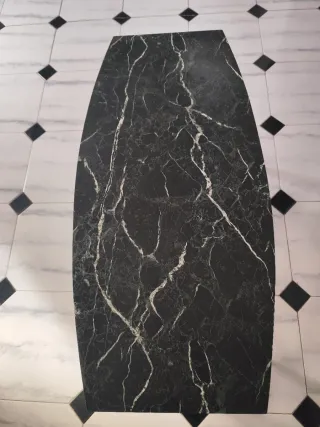 Mesa baja vintage mármol negro y metal