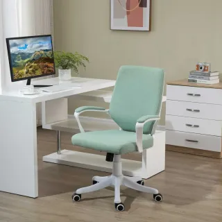 Silla de Oficina Giratoria Verde y Blanca