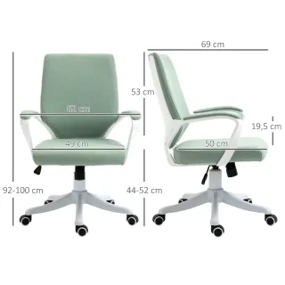 Silla de Oficina Giratoria Verde y Blanca