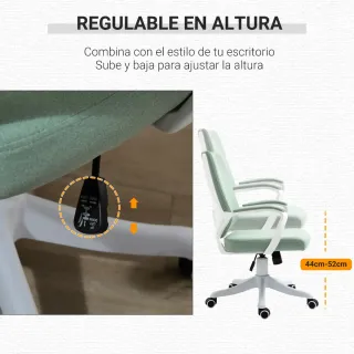 Silla de Oficina Giratoria Verde y Blanca