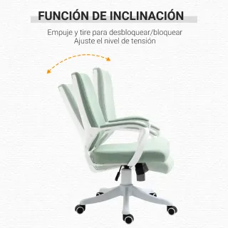 Silla de Oficina Giratoria Verde y Blanca