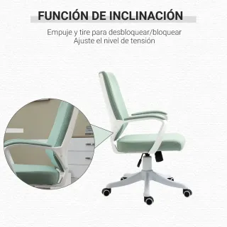 Silla de Oficina Giratoria Verde y Blanca