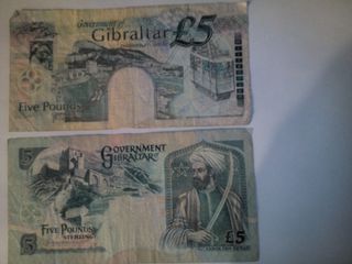 2 Billetes 5 Libras Gibraltar Reina Isabel