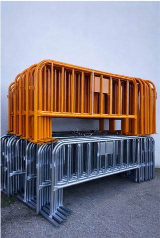 Vallas Peatonales Metálicas Amarilla/Galvanizada