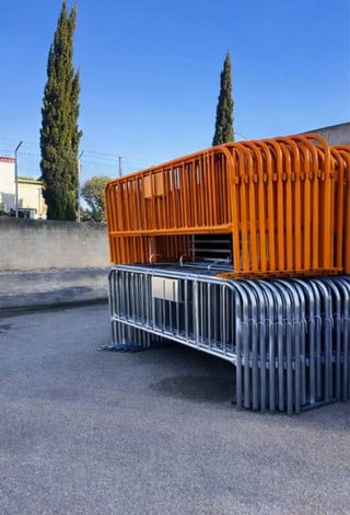 Vallas Peatonales Metálicas Amarilla/Galvanizada