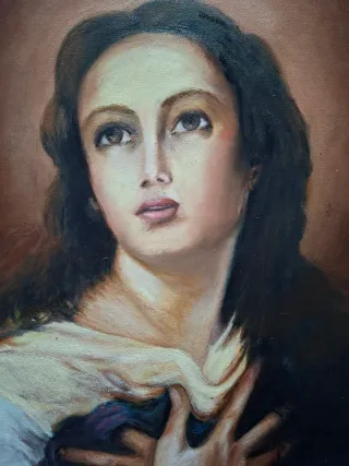 Pintura al óleo Virgen con Niño