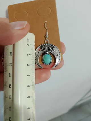 Orecchini Boho Mezzaluna Etnici Argento Turchese