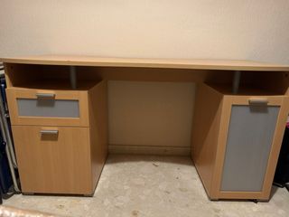 Mesa de estudio madera y cristal