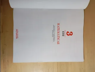 Libro de texto tercer  trimestre Matemáticas 3ESO