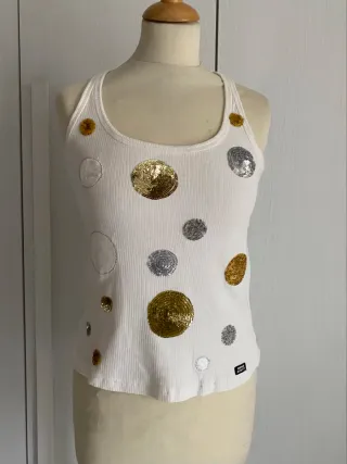 Canotta Miss Sixty S/M paillettes oro/argento