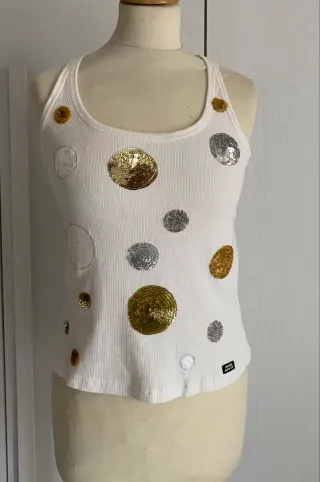 Canotta Miss Sixty S/M paillettes oro/argento