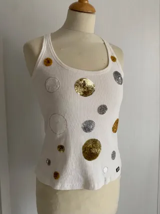 Canotta Miss Sixty S/M paillettes oro/argento