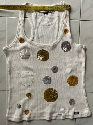 Canotta Miss Sixty S/M paillettes oro/argento