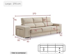 Sofá Moly Plus HOME 3 plazas tela beige