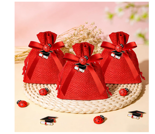 Set 32 Sacchetti Laurea Rossi con Ciondoli