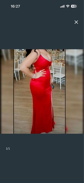 Vestido largo satén rojo