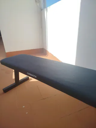 Banco plegable y 2 mancuernas