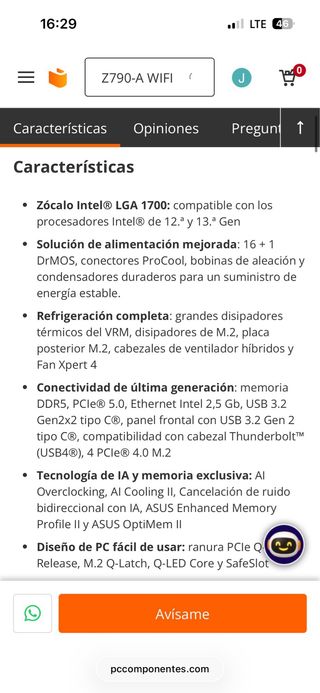 Intel Core i9 13900K + Placa Base Z790 (LEER)