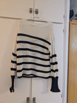 Cardigan Zara Rayas Azul Blanco