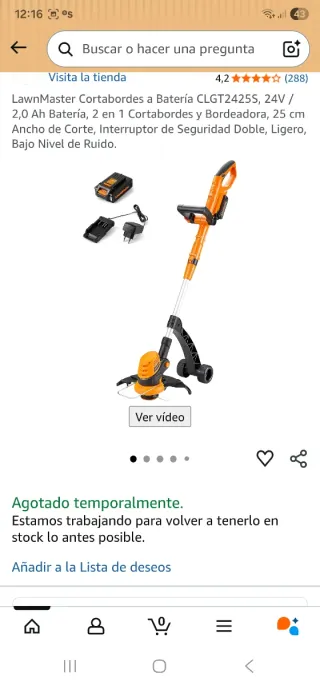 Desbrozadora LawnMaster a Batería CLGT2425S