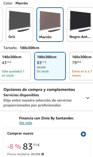 Toldo lateral marrón 180 x 300 cm VOUNOT